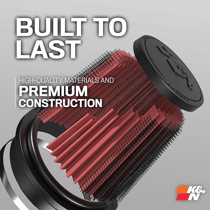 K&N High-Flow Original Lifetime Universal Clamp-On Air Filter: High Performance, Premium, Washable: Flange Diameter: 5 In, Filter Height: 7 In, Flange Length: 1 In, Shape: Round Tapered, RU-2800