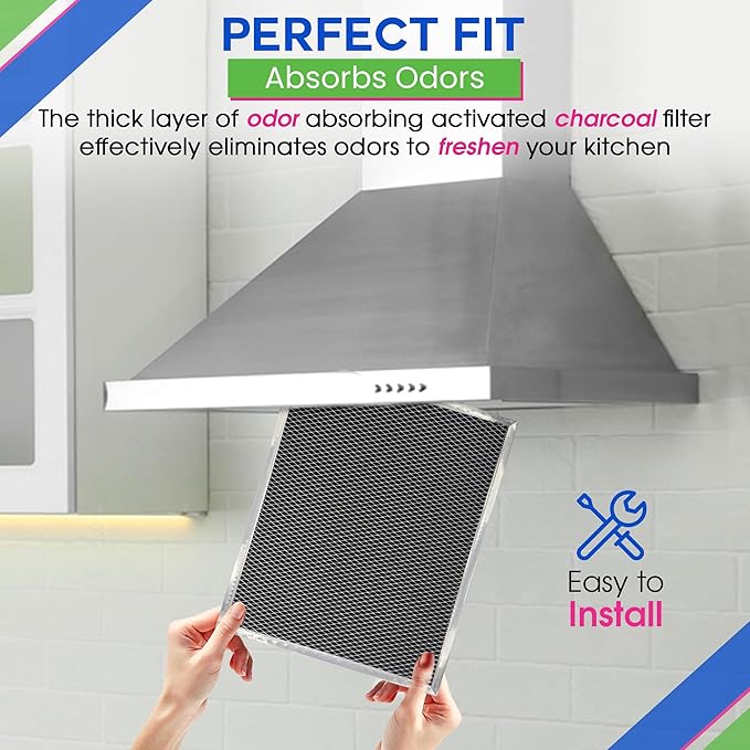 Broan Range Hood Charcoal Filter for 10.81' x 13.31' BPSF30 99010308 - Carbon Ductless Exhaust Hood Filter - Freshens Kitchen Air Over Oven (2-Pack)