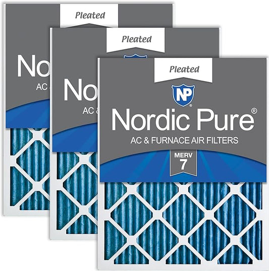 Nordic Pure 15x20x1 (Actual Size: 14 1/2 x 19 1/2 x 3/4) Pleated MERV 7 Air Filters 3 Pack