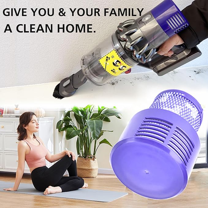 2 Pack V10 Filters Replacement for Dyson V10 Cyclone Series, V10 Absolute, V10 Animal, V10 Total Clean, SV12, Replace Part No. 969082-01, V10 Filters & 1 Clean Brush