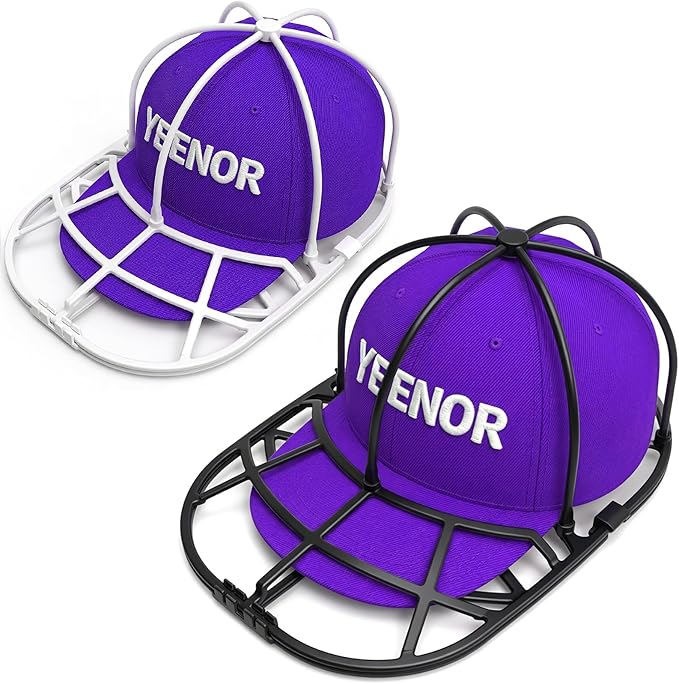 Hat Washer Cage for Washing Machine – Baseball Cap Cleaner Rack for Washer & Dishwasher, Structured Cap Shaper & Protector for Hats – 2 Packs (Assembly Required)