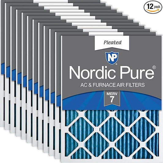 Nordic Pure 18x25x1 (Actual Size: 17 1/2 x 24 1/2 x 3/4) Pleated MERV 7 Air Filters 12 Pack