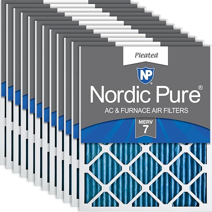 Nordic Pure 14x25x1 (Actual Size: 13 1/2 x 24 1/2 x 3/4) Pleated MERV 7 Air Filters 12 Pack