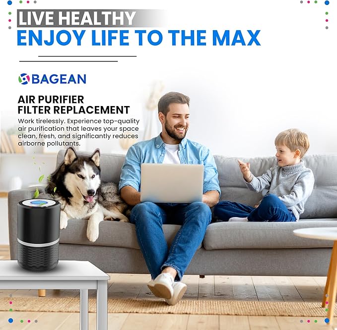 Bagean LV-H132 Replacement Filter for Levoit Air Purifier Compatible with Levoit Filter Replacement - Certified H13 True HEPA with Activated Carbon Filters 99.97% of Particles and Purifies Air (4-Pk)