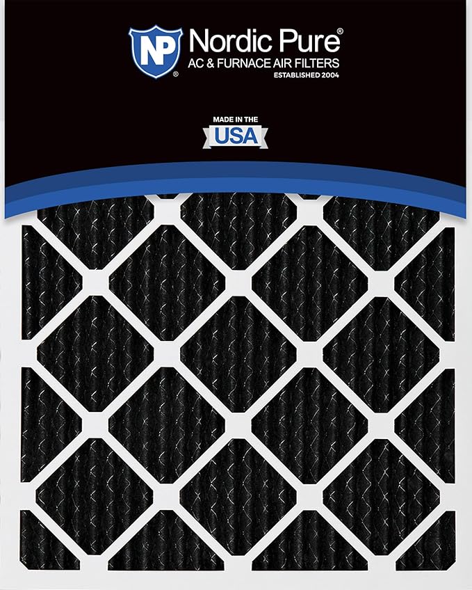 Nordic Pure 12x18x1 (Actual Size: 11 1/2 x 17 1/2 x 3/4) Pure Carbon Pleated Odor Reduction Furnace Air Filters 4 Pack