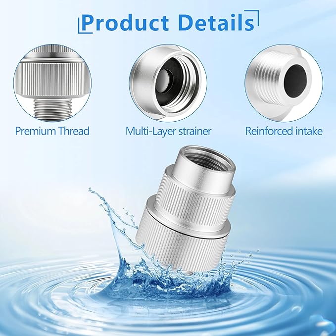 Upgraded 85470 Washing Machine Water Filter, Micron Sediment Inline Filter with Aluminum Alloy Leak-Resistant Filter Head, Includes Replacement Filter, Fits Most Standard Washers