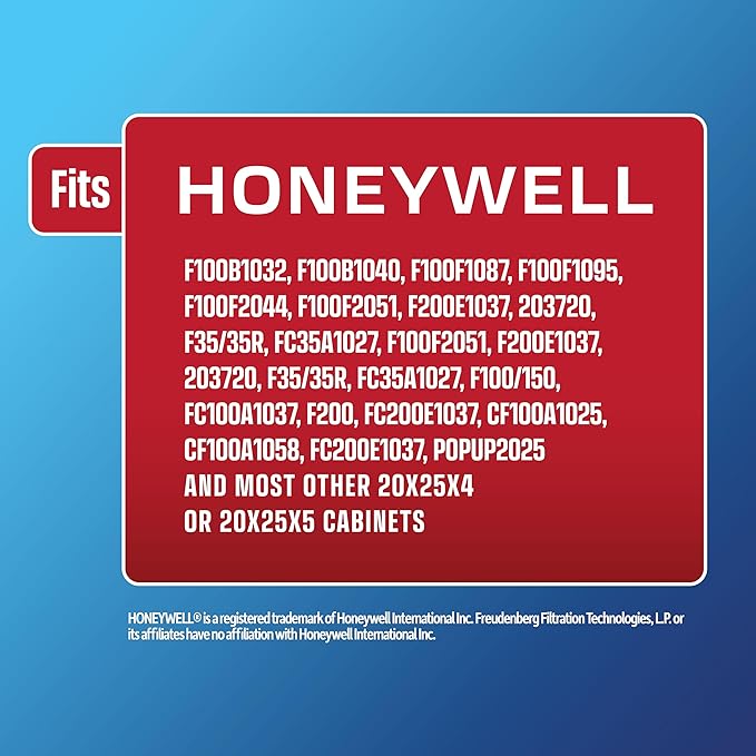 BestAir HW2025-8R AC Furnace Air Filter, 20" x 25" x 4", MERV 8, Removes Allergens & Contaminants, Fits 100%, For Honeywell Models, Pack of 3