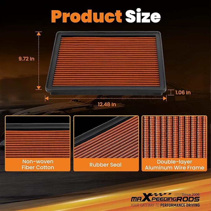 maXpeedingrods MX-2129 High Performance Engine Air Filter Washable& Reusable for Cadillac Escalade 2001-2006, for Chevrolet Avalanche 2001-2013, for Silverado 1500 1999-2007 1500 Classic 07