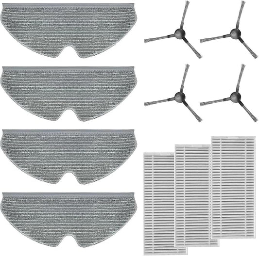 T7S Robot Vacuum and Mop, Replacement Accessories, Mop Pads (4 Packs) & Filters (3 Packs) & Side Brushes (2 Pairs)