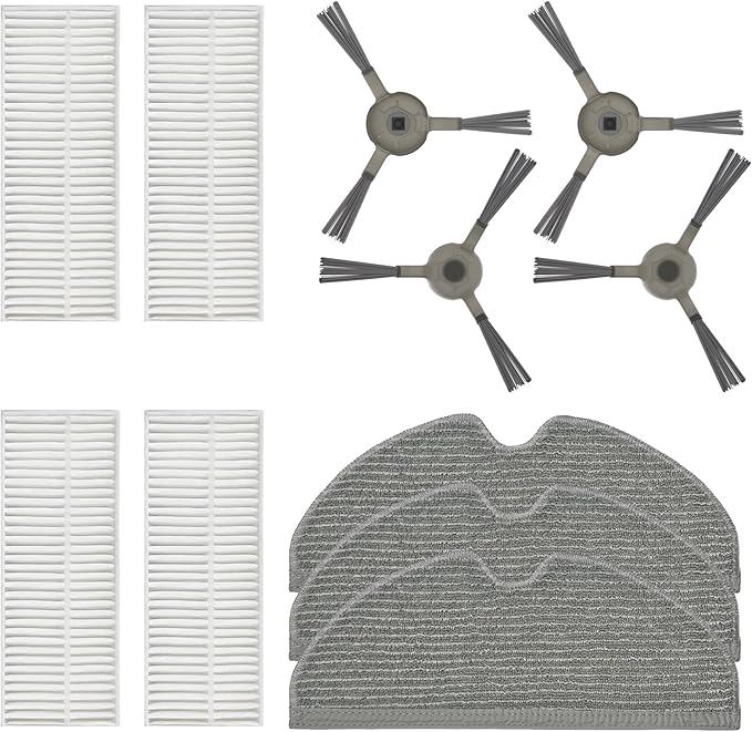 Accessories Kit Replacement for LS1 Robot Vacuum and Mop Combo, HEPA Filters, Edge-Sweeping Brushes, Mopping Cloths