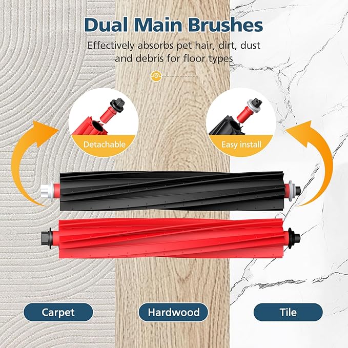 Qrevo Slim Replacement Parts for Roborock Qrevo Slim/Qrevo Master Robot Vacuum, Accessories Include Dual Main Brush, 6*Side Brushes, 4*Filters, 4*Microfiber Mop Cloths, 6*Dust Bags, 2*Tools