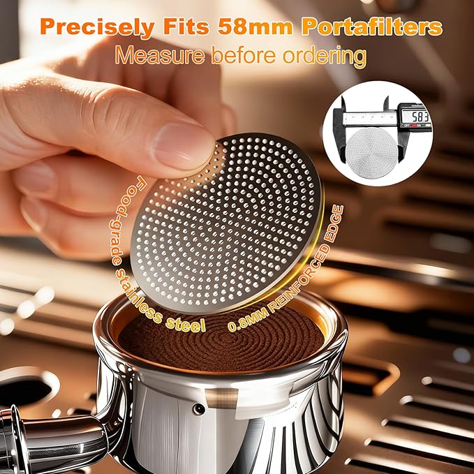 58.3mm Espresso Puck Screen 2 Pack – Professional Premium 3rd Gen Dual-Layer Flow Control Coffee Filter, Precision-Engineered Stainless Steel Portafilter Screen for Perfect 58mm Basket Fit