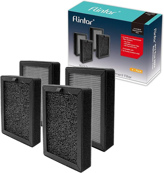 Flintar LV-H128-RF Replacement Filter, Compatible with Levoit LV-H128 Air Purifier, 3-Stage H13 Filtration System, 4-Pack