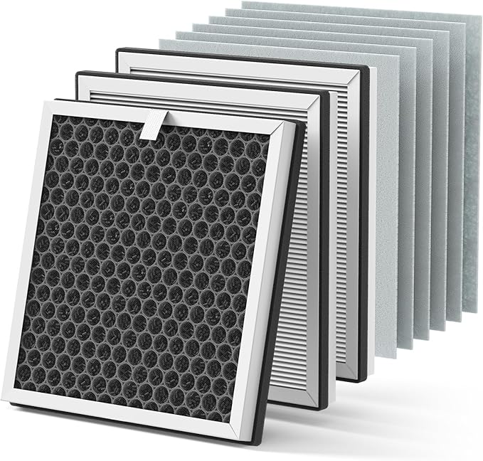 3-in-1 H13 Replacement Filters for Pure Enrichment PureZone Air Purifier (PEAIRPLG) - 3 Filter + 6 Pre-Filters