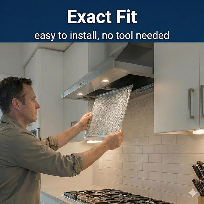 4X Stove Hood Vent Filter 10.5" x 8.75" 97006931 Compatible with Broan Range Hood Filter Replacement BP29 - Fit's Nutone Kitchen Exhaust Fan - Blocks Grease & Filters Over Oven Air