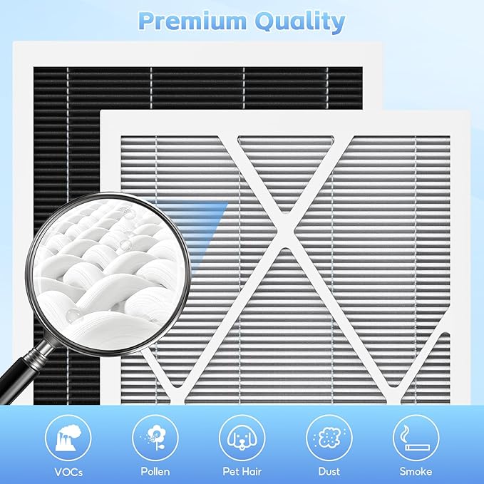 2-pack 6672 16X25X5 MERV 16 Filter Compatible with Lennox 16X25X5 and Lennox HCC16-28 Healthy Climate Carbon Clean MERV 16 Home Furnace Filter for HVAC System, Part # HCF16-16, HCF16-10