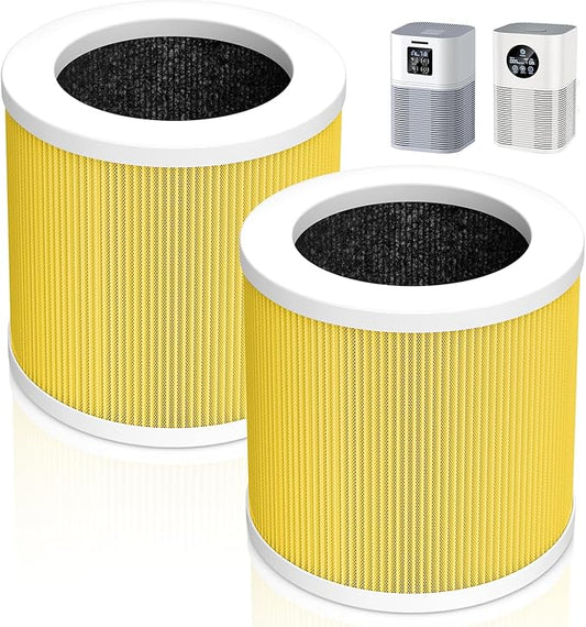 2 Pack A1 Filter Compatible with VEWIOR Air Purifier HQSC-50, HQKJ-80, A1, AMEIFU AP01W, KOIOS HQKJ-50 Tailulu PUR0003, Efficient Filter for VEWIOR A1 Air Purifier, Yellow