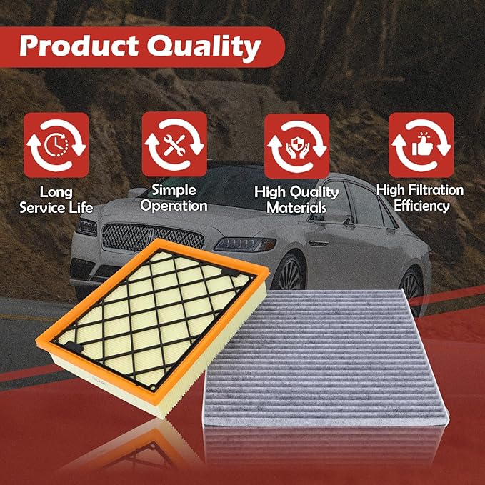 CA11480 Engine Air Filter and CF11775 Cabin Air Filter kit Compatible with 2015-2024 Ford Edge 2013-2020 Fusion 2013-2020 Lincoln MKZ 2016-2018 MKX Replaces PA6272 DG9Z-19N619-A