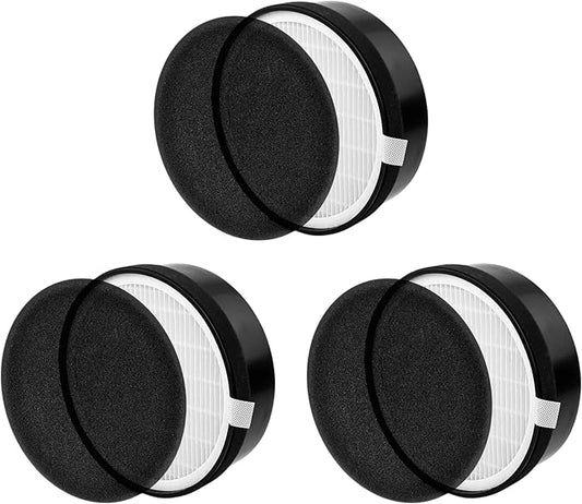 Nispira LV-H132 Air Filter Replacement Compatible with Levoit Air Purifiers Part LV-H132-RF 3-in-1True HEPA with Carbon Filter - 7.5” x 2.4” x 7.5”, 3 Packs (NOT FOR EGG AIR PURIFIER)