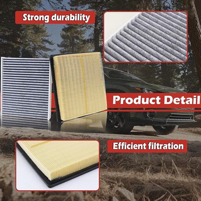 16546AA16A Engine Air Filter and CF12157 Cabin Air Filter kit Compatible with 2018-2025 Crosstrek 2.0L 2021-2024 Crosstrek 2.5L 2020-2025 Outback 2.4L 2.5L Replaces 16546-AA16A 87139-58010