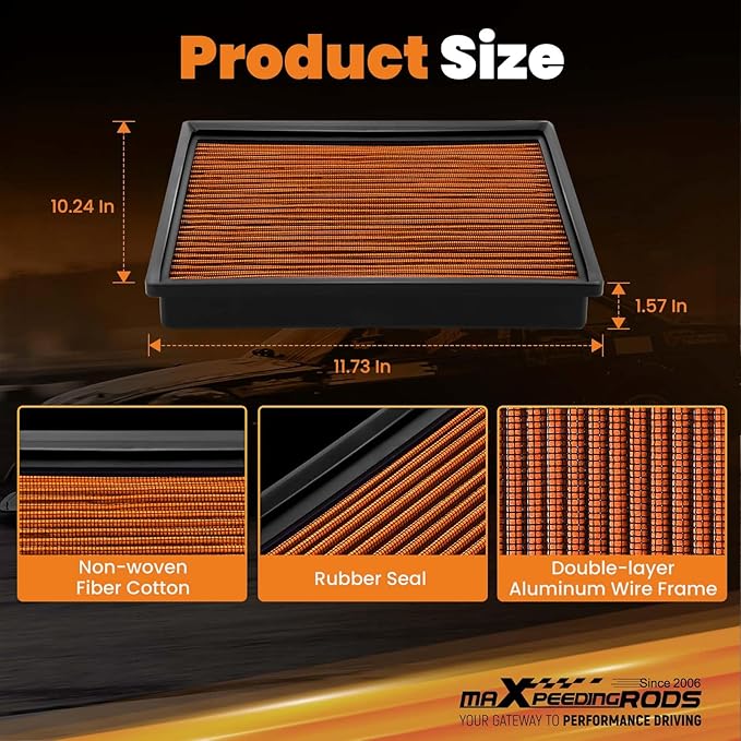 maXpeedingrods MX-5017 High Performance High-Flow Engine Air Filter Washable & Reusable Requires No Oil for Toyota Sequoia, Tundra 2014-2021, for Toyota Tacoma 2016-2021 178010P100