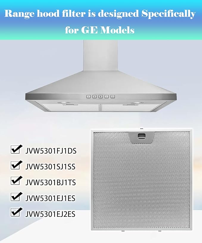 2 PCS WB02X24872 Range Hood Grease Filter(11-7/8''x11-7/8'') Fits for GE JVW5301FJ1DS JVW5301SJ1SS JVW5301BJ1TS JVW5301EJ1ES JVW5301EJ2ES,etc.