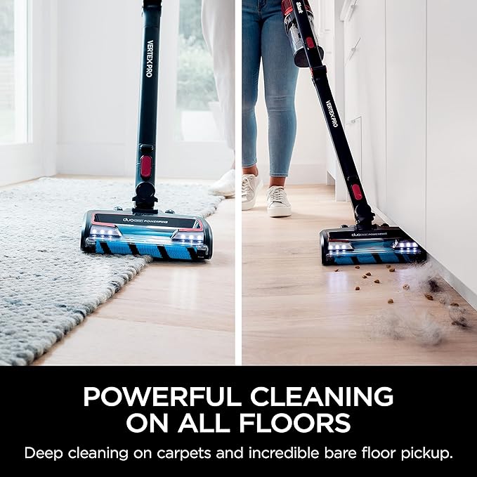 Shark Cordless Vertex Pro Lightweight Cordless Stick Vacuum with DuoClean PowerFins, HEPA Fitler, Anti-Allergen Complete Seal, LED Headlights, For Carpets & Hardfloors, Red, IZ662H