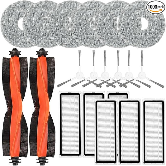 Replacement Kit Accessories Compatible with Xiaomi S20 plus S20+ Robot Vacuum Cleaner B108GL Parts 2 main brush 6 side brushes 6 filter 6 Mop cloth(20kit) ﻿
