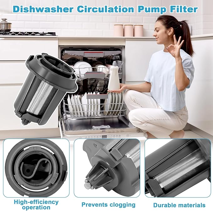 W11643383 Dishwasher Circulation Pump Filter Replaces the W11108699, Compatible with Whirlpool Maytag KitchenAid, Applicable to MDB4949SKB0, KDFM404KBS0, KDTM404KBS0, MDB4949SKB0 Etc