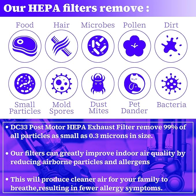 HASMX 921616-01 Filter, Exhaust Filter, HEPA Post Motor Filter Replacement for Dyson DC33 Upright Vacuum Cleaners, Replaces Part Numbers: 921616-01, 92161601 Round (1-Pack)