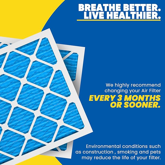 Maycold 14x14x1 MERV 11 Furnace Air Filter (6-Pack), High-Performance HVAC AC Filters for Home Use, Actual Size: 13.70” x 13.70” x 0.75”, Individually Wrapped in Plastic