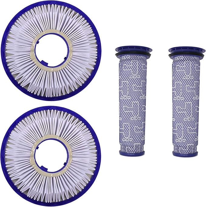 Vacuum Filter Replacement Kit for Dyson Compatible with Dyson V7, V8 Animal, V8 Absolute & SV10 - Replaces Part # 965661-01 & 967478-01, Washable & Reusable, Improves Performance & Air Quality