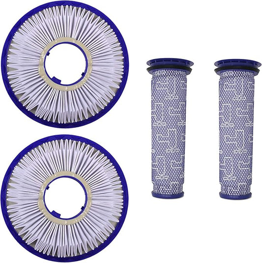 Vacuum Filter Replacement Kit for Dyson Compatible with Dyson V7, V8 Animal, V8 Absolute & SV10 - Replaces Part # 965661-01 & 967478-01, Washable & Reusable, Improves Performance & Air Quality