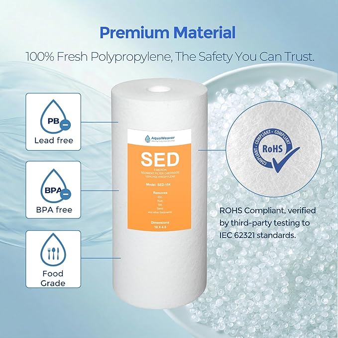 5 Micron 10" x 4.5" Whole House PP Sediment Water Filter Replacement Cartridge for Culligan WH-HD200-C,HD-950A, Aqua-Pure AP801B,AP801T,AP801-C,APWC801,APWC801-C, 4PACK
