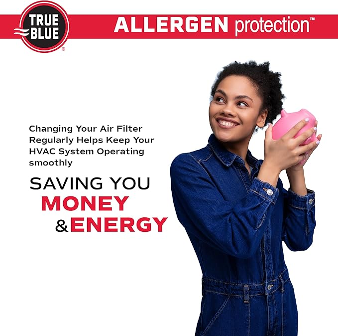 True Blue 12x30x1 MERV 11 Allergen Air Filter (4-Pack) | Electrostatic Pleated HVAC Furnace Air Filter | Replacement Filter for Home Use | Made in USA
