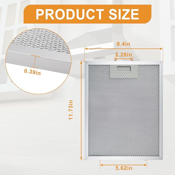 SB08087294 Range Hood Grease Filters Replacement For Broan Kenmore Range Hood Vent Filter RM523004 RM524204-2 Pack 11.73 x 9.4 x 0.39 Inches
