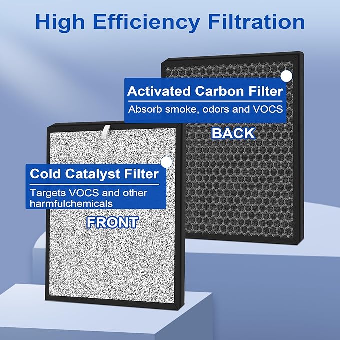 HSP001 Replacement Filter Compatible with Hathaspace Air Purifier, 4-in-2 Filtration with H13 True HEPA Filter, Activated Carbon and Pre-Filter (2 Pack)