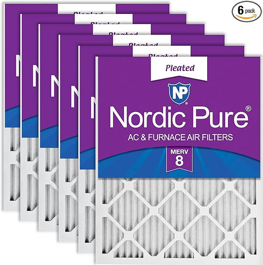 Nordic Pure 18x25x1 (17 1/2 x 24 1/2 x 3/4) Pleated MERV 8 Air Filters 6 Pack
