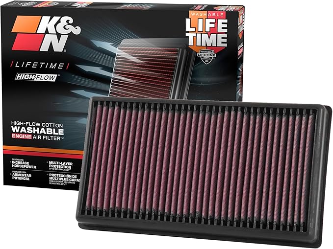 K&N High-Flow Original Lifetime Engine Air Filter: Increase Power: Premium, Washable: Compatible with 2017-2025 Volkswagen: Atlas, Teramount, 33-5071
