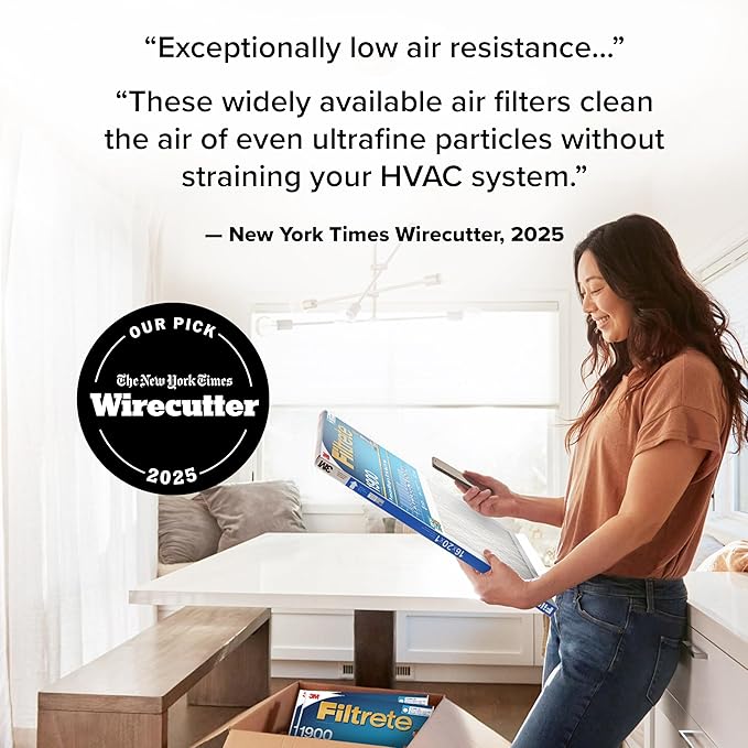 Filtrete 16x20x1 AC Furnace Air Filter, MERV 13, MPR 1900, Premium Allergen, Bacteria&Virus Filter, 3-Month Pleated 1-Inch Electrostatic Air Cleaning Filter, 2-Pack (Actual Size 15.719x19.719x0.78 in)