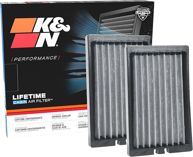 K&N LIFETIME Cabin Air Filter: Premium, Washable, Clean Air for your Cabin: Compatible with 2018-2025 JEEP: Wrangler, Gladiator, VF2064