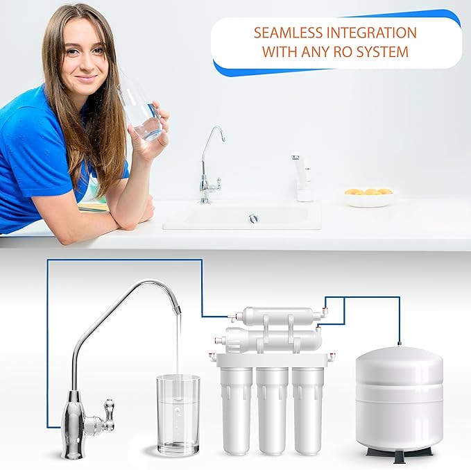 Aquaboon Drinking Water Faucet for Kitchen Sink Chrome RO Faucet Stainless Steel Non Air Gap Sink Water Dispenser