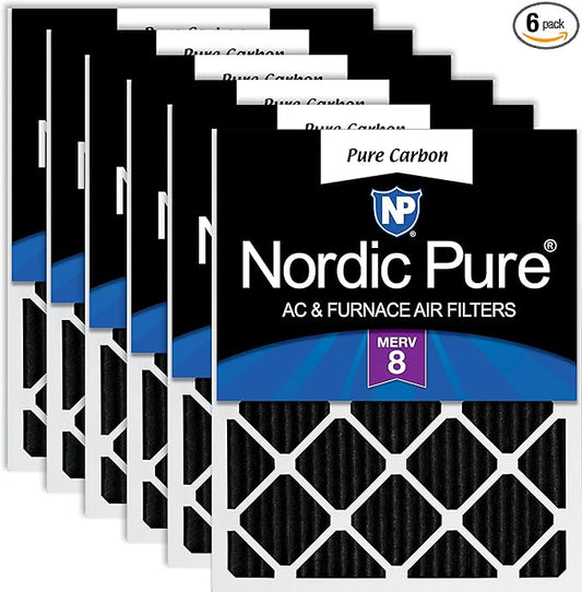 Nordic Pure 16x24x1 (Actual Size: 15 1/2 x 23 1/2 x 3/4) Pure Carbon Pleated Odor Reduction Furnace Air Filters 6 Pack