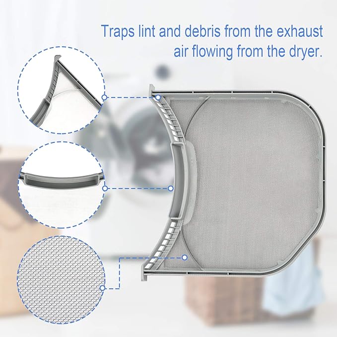 ADQ56656401 Dryer Lint Filter Upgraded Stainless Steel Mesh Screen for LG ADQ566564 and Ken-more Elite Dryer Lint Screen Replacement with Clothes Dryer Lint Vent Trap Cleaner Brush Part #PS3531962