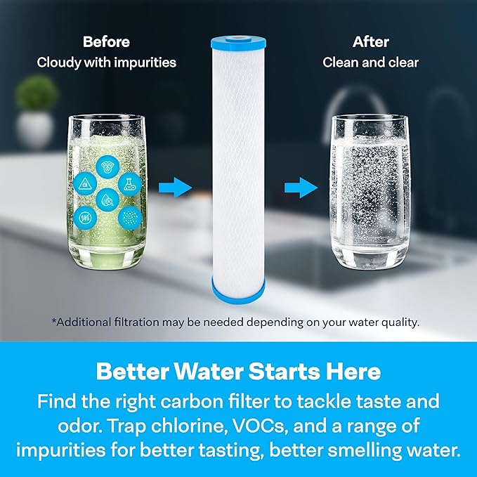 SpiroPure SP-EPM-20BB 20x4.5 10 Micron NSF Certified Coconut Shell Carbon Block Water Filter Cartridge EPM-20BB 155783-43 CB-45-2010 (Case of 4)