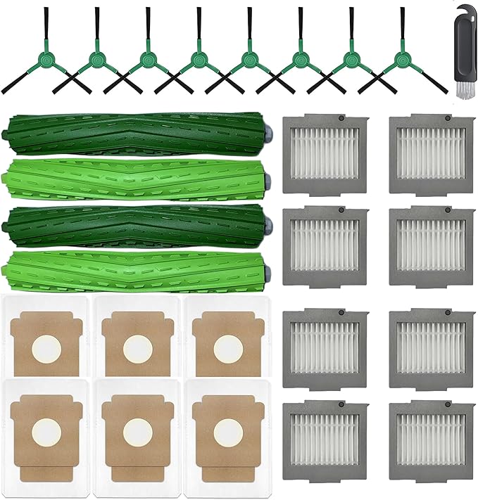 Replacement Parts Accessories kit for IRobot Roomba Max 705 Vac Plus 504 Vac Vacuum Cleaner, 2 Roller Brush 6 Dust Bag 8 HEPA Filter 8 Side Brush 1 Cleaning Tool