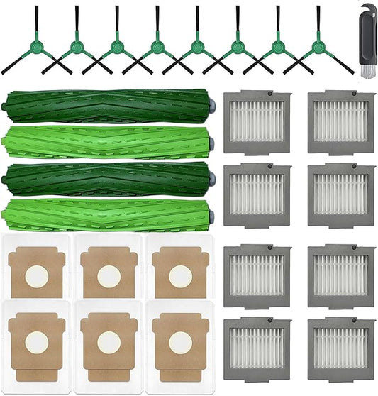 Replacement Parts Accessories kit for IRobot Roomba Max 705 Vac Plus 504 Vac Vacuum Cleaner, 2 Roller Brush 6 Dust Bag 8 HEPA Filter 8 Side Brush 1 Cleaning Tool