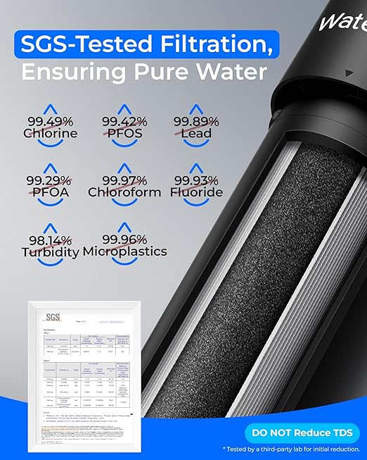 Waterdrop UA-5Y 𝟓 𝐘𝐞𝐚𝐫𝐬 Under Sink Water Filter System, Ultra Long Life, Reduces Lead, Chlorine, Bad Taste & Odor, Water Filter for Sink Faucet Direct Connect to Kitchen Faucet, USA Tech