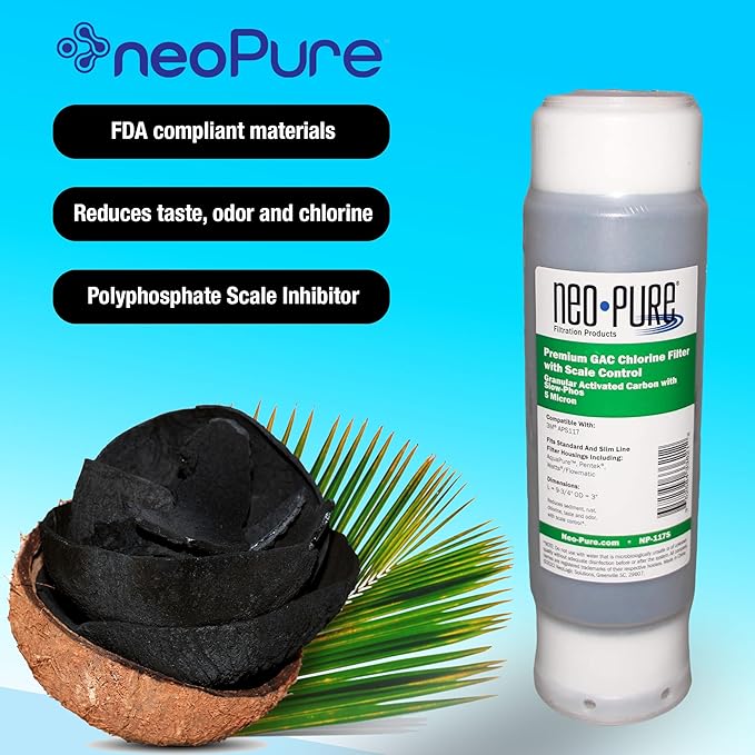 Neo-Pure NP-117S Chlorine Taste and Odor Reduction Water Filter Cartridge with Phosphate Scale Control – Compatible with 3M Aqua-Pure APS117 Systems – 2-Pack