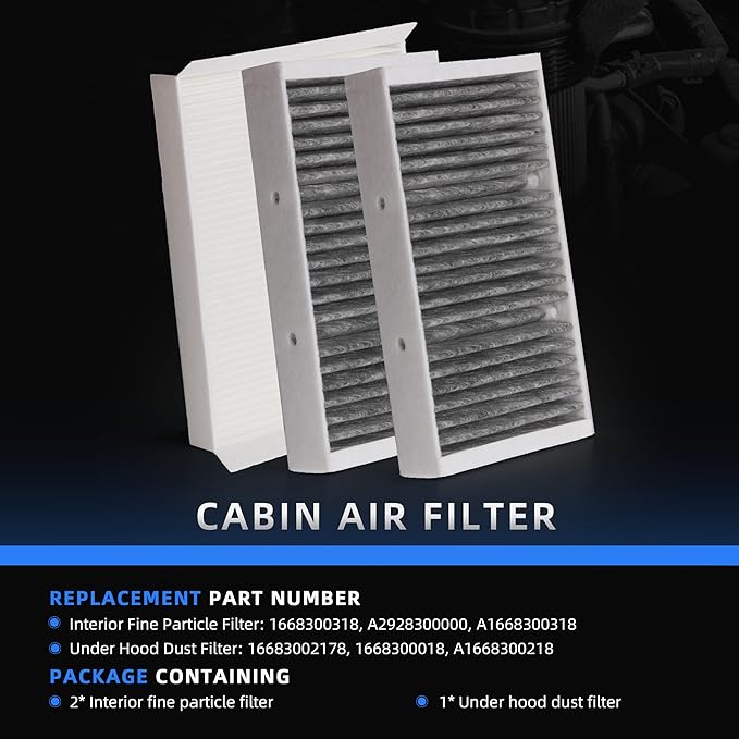 1668300318 Cabin Air Filter, Fits for Mercedes-Benz GLE350/GLS450/GL350/GL63 AMG/GL450/GL550/GLE300d/GLE350d/GLE400/GLE43 AMG/GLE450/GLE550/GLE550e/GLE63/ML250/ML400/ML350 2012-2020#OE 16683002178